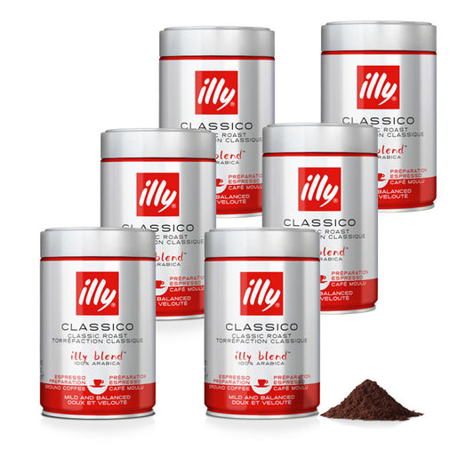 illy gemalen espressokoffie CLASSICO - 6 x 250 gram